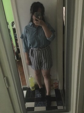 「PULL&BEAR（プルアンドベア）のアイテム（スリッポン）」を使った、akiさん（レディース・163cm）の夏コーディネート