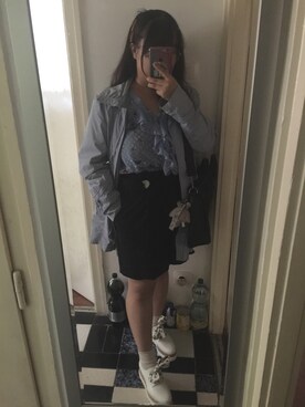 「new yorkerのアイテム（シャツ/ブラウス、ブルー系）」を使った、akiさん（レディース）の秋コーディネート