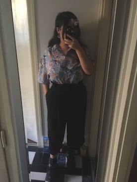 「new yorkerのアイテム（Tシャツ/カットソー、ブルー系）」を使った、akiさん（レディース）の冬コーディネート
