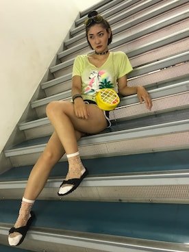 「アイテム（その他ヘアアクセサリー）」を使った、meさん（レディース・163cm）の夏コーディネート