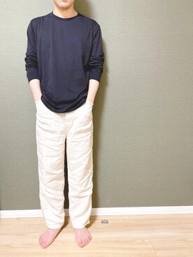 「OMNIGOD（オムニゴッド）のアイテム（パンツ）」を使った、やまもとゆうきさん（メンズ・170cm）の春コーディネート