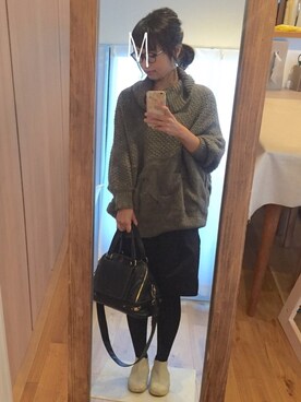 「アイテム（ピアス（両耳用））」を使った、ken🍎macoさん（レディース・154cm・30代）の冬コーディネート