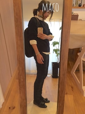 「おおぶりピアス」｜「アイテム（アナログ腕時計）」を使った、ken🍎macoさん（レディース・154cm）の冬コーディネート