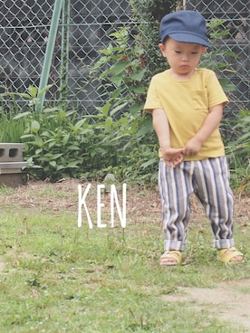 「ダイソー」｜「アイテム（キャスケット）」を使った、ken🍎macoさん（キッズ・90cm）の夏コーディネート