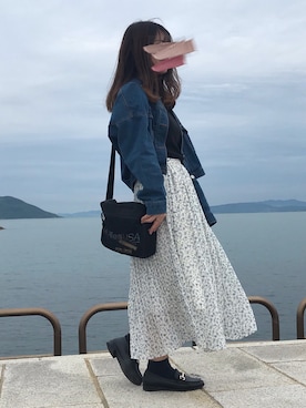 「GRL（グレイル）のアイテム（デニムジャケット）」を使った、m*さん（レディース・152cm）の春コーディネート