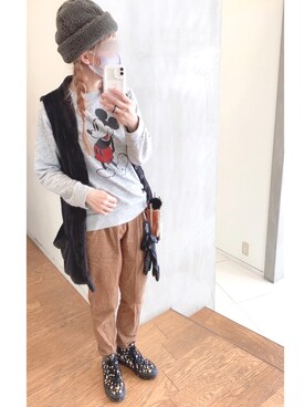 「0000（ゼロゼロゼロゼロ）のアイテム」を使った、もーりさん（レディース・167cm）の冬コーディネート