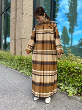 「SHIPS（シップス）のラウンドヒールブーツ◇（ブーツ）」を使った、矢島さん（レディース・153cm）の秋コーディネート