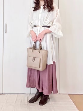 「GRL（グレイル）のアイテム（チュニック）」を使った、ゆさん（レディース・149cm）の春コーディネート