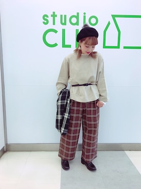「studio CLIP（スタディオクリップ）のアイテム（ブーツ）」を使った、サカモトさん（レディース・156cm）の秋コーディネート