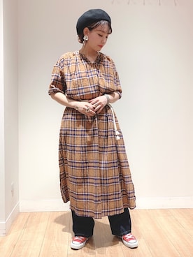 「おうちスタイル」｜「アイテム（ハンチング/ベレー帽）」を使った、サカモトさん（レディース・161cm）の春コーディネート