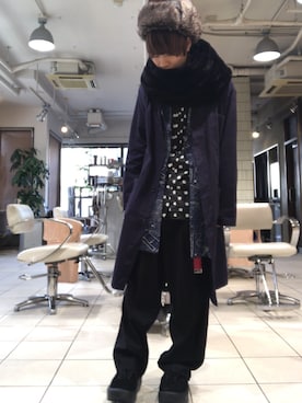 「no brand（ノーブランド）のアイテム（トレンチコート）」を使った、nokota08.08さん（メンズ・161cm）の冬コーディネート