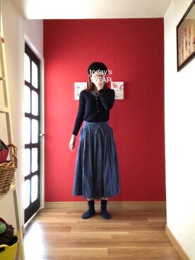 「NOMBRE IMPAIR（ノンブルアンペール）のアイテム（ニット/セーター）」を使った、n × mさん（レディース・169cm）の冬コーディネート