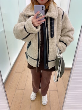 「Ungrid（アングリッド）のアイテム（ムートンコート）」を使った、YU♡さん（レディース・158cm）の冬コーディネート