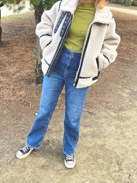 「Ungrid（アングリッド）のアイテム（ムートンコート）」を使った、YU♡さん（レディース・158cm）の冬コーディネート