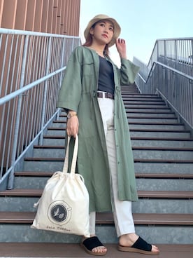 「USAコットン」｜「アイテム（帽子）」を使った、蓮さん（レディース・160cm）の春コーディネート