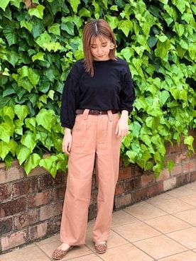 「USAコットン」｜「アイテム（バレエシューズ）」を使った、蓮さん（レディース・160cm）の春コーディネート