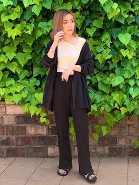 「coen（コーエン）のアイテム（スラックス）」を使った、蓮さん（レディース・160cm）の春コーディネート