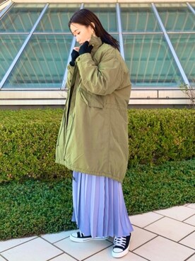 「coen（コーエン）のアイテム（モッズコート）」を使った、蓮さん（レディース・160cm）の秋コーディネート
