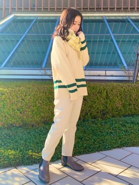 「USAコットン」｜「アイテム（パンツ）」を使った、蓮さん（レディース・160cm）の冬コーディネート