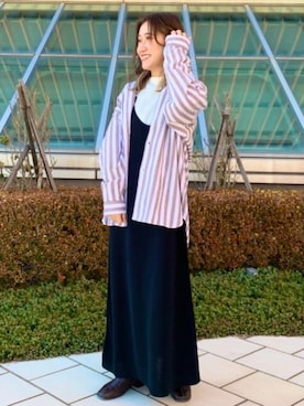 「USAコットン」｜「アイテム（ワンピース/ドレス）」を使った、蓮さん（レディース・160cm）の冬コーディネート