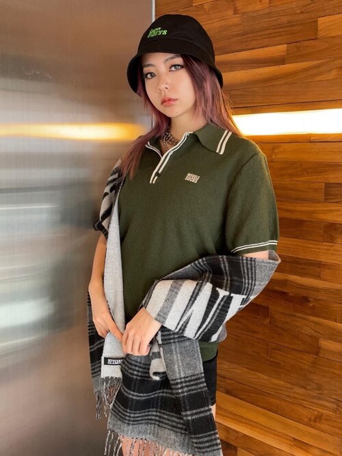 HYSTERIC GLAMOUR BEGG HG SMILE チェック マフラー HYSTERIC GLAMOUR（ヒステリックグラマー）の「BEGG/HG SMILE