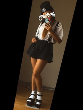 「ブラック×ホワイト」｜「アイテム（ニットキャップ/ビーニー）」を使った、s.さん（レディース・156cm）の秋コーディネート