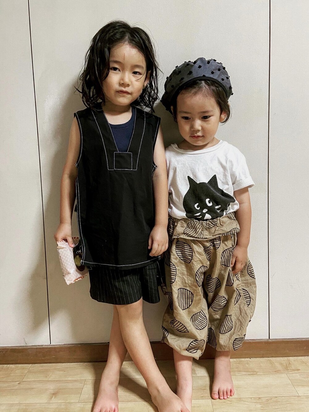 「キッズファッション、ベレー帽、ノースリーブ」｜「GRISのアイテム（トップス、ブルー系）」を使った、puuuuton11さん（キッズ・100cm）の夏コーディネートの1枚目の写真