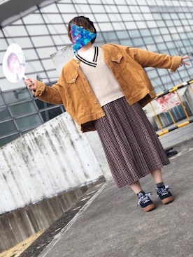 「WC（ダブル シー）のアイテム（ハンチング/ベレー帽）」を使った、ｆｕｍｉさん（レディース・155cm）の春コーディネート