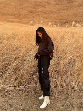 「Ameri（アメリ）のアイテム（スウェット）」を使った、sumire0917さん（レディース・160cm）の冬コーディネート