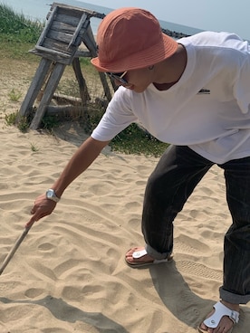 「Timberland（ティンバーランド）のアイテム（帽子）」を使った、hikaruさん（メンズ・170cm）の夏コーディネート