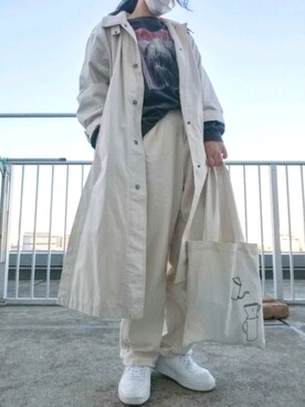 「黒髪」｜「アイテム（その他アウター）」を使った、memeさん（レディース・157cm）の春コーディネート