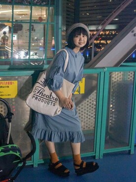 「merry jenny（メリージェニー）のアイテム（シャツワンピース）」を使った、リスさん（レディース・163cm）の夏コーディネート