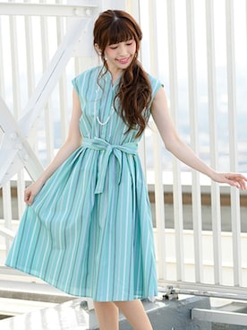 「Rewde（ルゥデ）のアイテム（シャツワンピース）」を使った、Rewde Staffさん（レディース・164cm）の春コーディネート