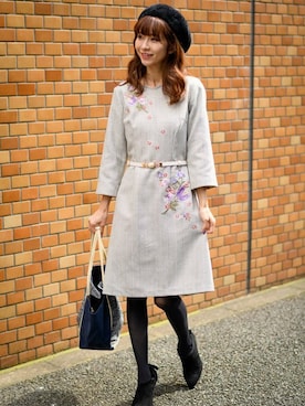 「Rewde（ルゥデ）のアイテム（バッグ）」を使った、Rewde Staffさん（レディース・154cm）の秋コーディネート