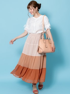 「アイテム（サンダル、オレンジ系）」を使った、Rewde Staffさん（レディース・163cm）の夏コーディネート