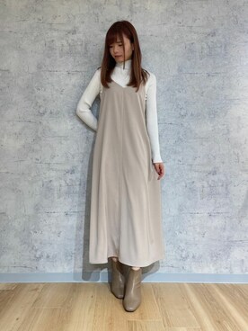 「レザーブーツ」｜「アイテム（ワンピース/ドレス）」を使った、Rewde Staffさん（レディース・159cm）の冬コーディネート