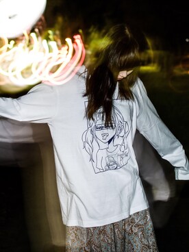 「GunjoDriveのアイテム（Tシャツ/カットソー、ホワイト系）」を使った、なつさん（レディース・162cm）の秋コーディネート