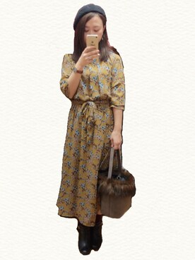 「ダニエルウェリントン」｜「アイテム（ハンチング/ベレー帽）」を使った、Satsukiさん（レディース・157cm）の冬コーディネート