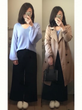 「KOBE LETTUCE（コウベレタス）のアイテム（トレンチコート）」を使った、Satsukiさん（レディース・157cm）の冬コーディネート