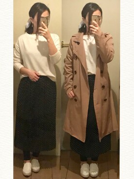 「KOBE LETTUCE（コウベレタス）のアイテム（トレンチコート）」を使った、Satsukiさん（レディース・157cm）の春コーディネート