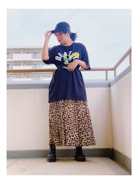 「厚底」｜「アイテム（チュニック）」を使った、ことさん（レディース・165cm）の夏コーディネート