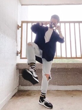 「PULL&BEAR（プルアンドベア）のアイテム（デニムパンツ）」を使った、hen49さん（メンズ・175cm）の夏コーディネート