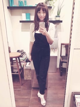 「AULA」｜「アイテム（サロペット/オーバーオール）」を使った、Jane Zhangさん（レディース・162cm）の夏コーディネート