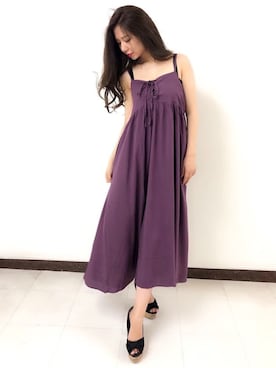 「アイテム（ワンピース/ドレス、パープル系）」を使った、Delyle NOIR STAFFさん（レディース・160cm）の秋コーディネート