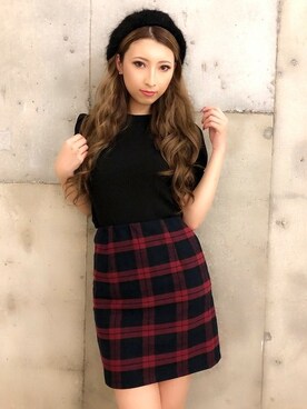 「カジュアルガーリー」｜「アイテム（ハンチング/ベレー帽）」を使った、Delyle NOIR STAFFさん（レディース・160cm）の秋コーディネート