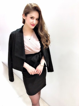 「ドッキングワンピ」｜「アイテム（ライダースジャケット）」を使った、Delyle NOIR STAFFさん（レディース・160cm）の秋コーディネート