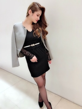 「パーティースタイル」｜「アイテム（ノーカラージャケット）」を使った、Delyle NOIR STAFFさん（レディース・160cm）の秋コーディネート