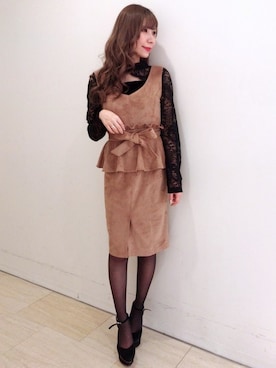 「アイテム（Tシャツ/カットソー、ブラック系）」を使った、Delyle NOIR STAFFさん（レディース・160cm）の秋コーディネート