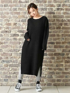 「リブレギンス」｜Delyle NOIR STAFFさん（レディース・160cm）の冬コーディネート