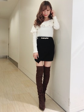 「ラップスカート」｜Delyle NOIR STAFFさん（レディース・160cm）の冬コーディネート